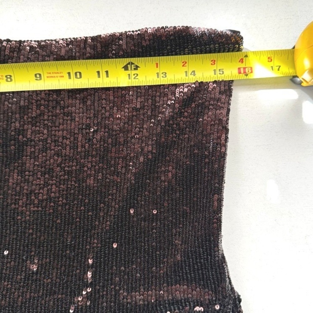 Express Sequin Strapless Straight Leg Jumpsuit Deep Espresso Brown Size M NWT - Picture 12 of 14